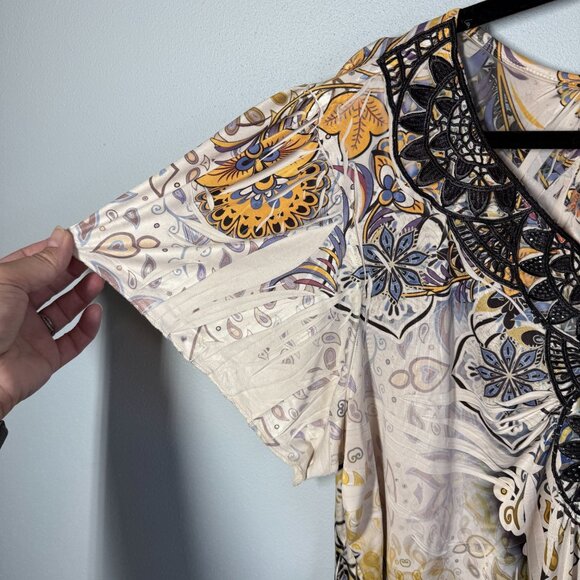 Y2K World Unity Women Embroidered Beaded Blouse 3X Boho Hippie Fairy Whimsy Goth - Picture 8 of 12